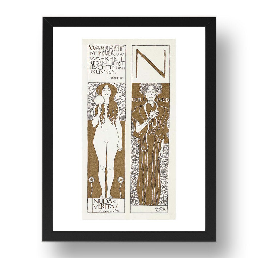 Nuda veritas  Der Neid (Bare Truth The Envy) c1898 by Gustav Klimt, 17x13" Frame