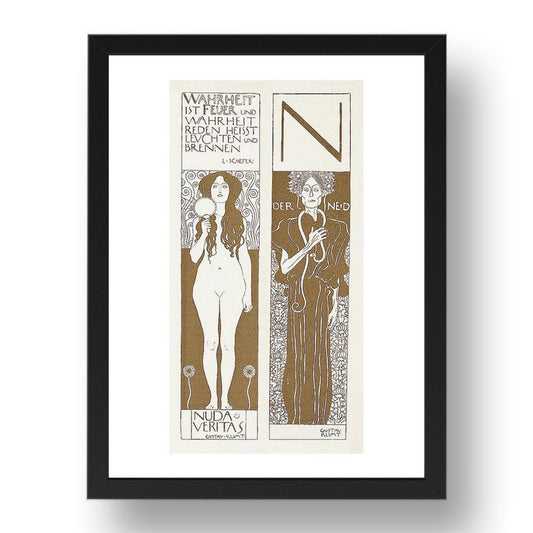 Nuda veritas  Der Neid (Bare Truth The Envy) c1898 by Gustav Klimt, 17x13" Frame