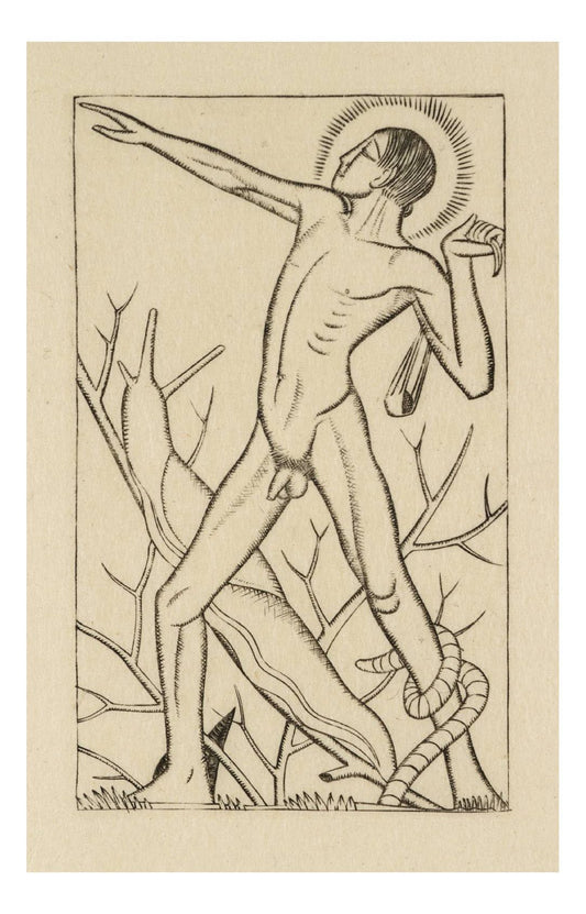 Nude Man by Eric Gill, vintage artwork, modern poster print