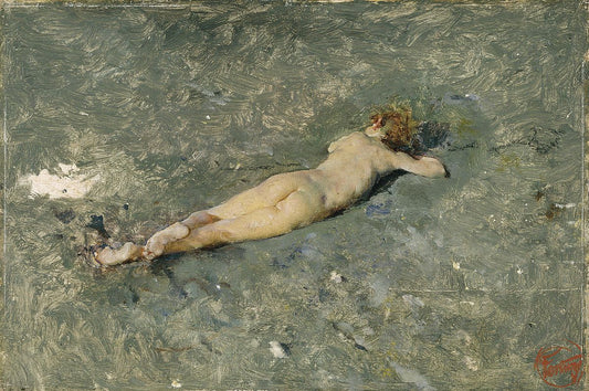 Nude on the Beach at Portici by Mariano Fortuny y Carbo, vintage art, modern poster print