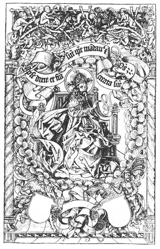 Nuremberg Chronicle: God the Father Enthroned, vintage artwork by Michael Wolgemut, A3 (16x12") Poster Print