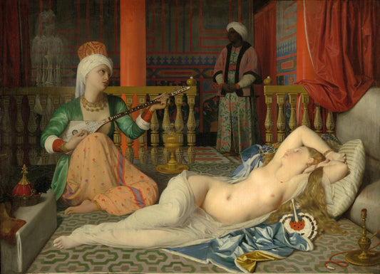 Odalisque and Slave by Jean-Auguste-Dominique Ingres, vintage art, modern poster print