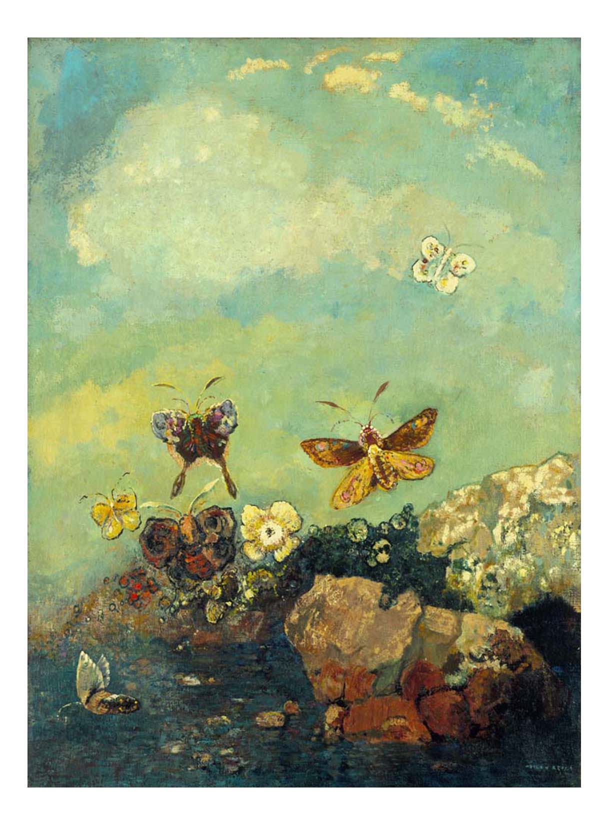 Odilon Redon - Butterflies, 16x12" (A3) Poster Print