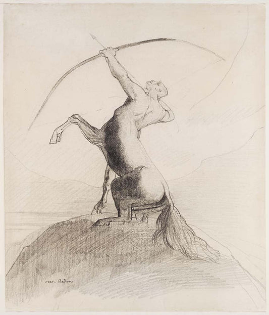 Odilon Redon - Centaur Aiming at the Clouds, vintage art, modern poster print