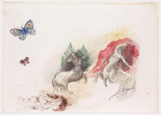 Odilon Redon - Fight of the Centaurs, vintage art, modern poster print