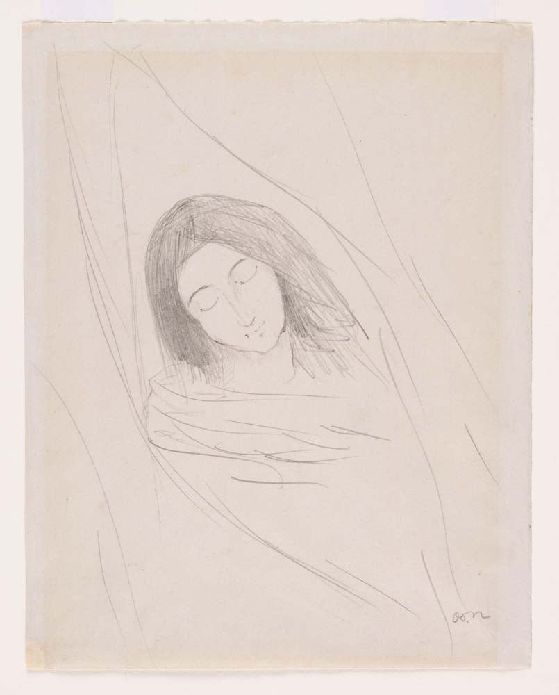 Odilon Redon - Head of a Young Girl, vintage art, A3 (16x12")  Poster Print 