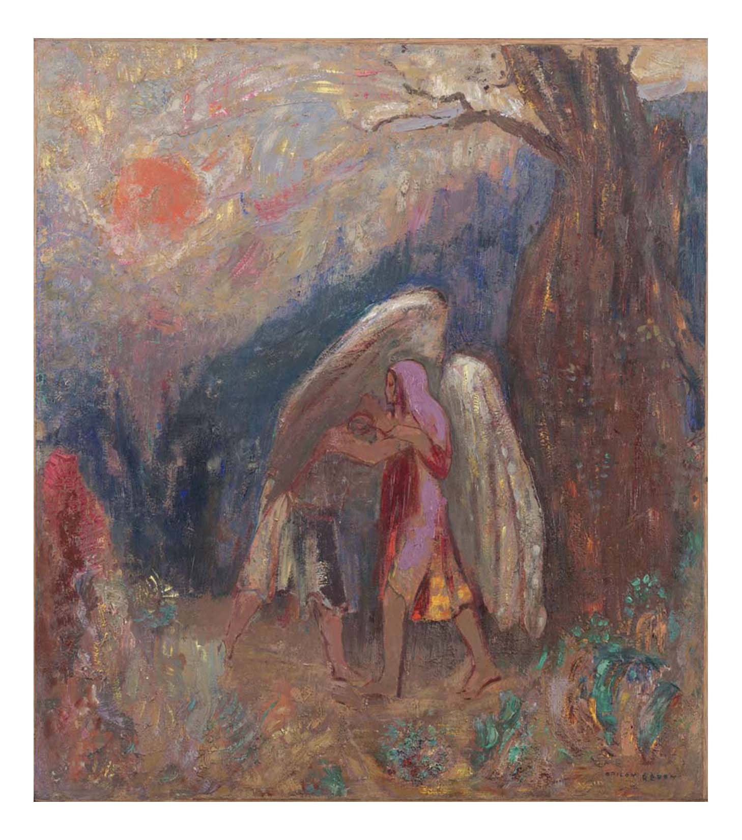 Odilon Redon - Jacob and the Angel, 16x12" (A3) Poster Print
