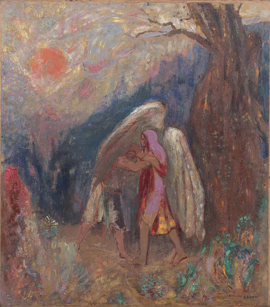 Odilon Redon - Jacob and the Angel, vintage art, modern poster print