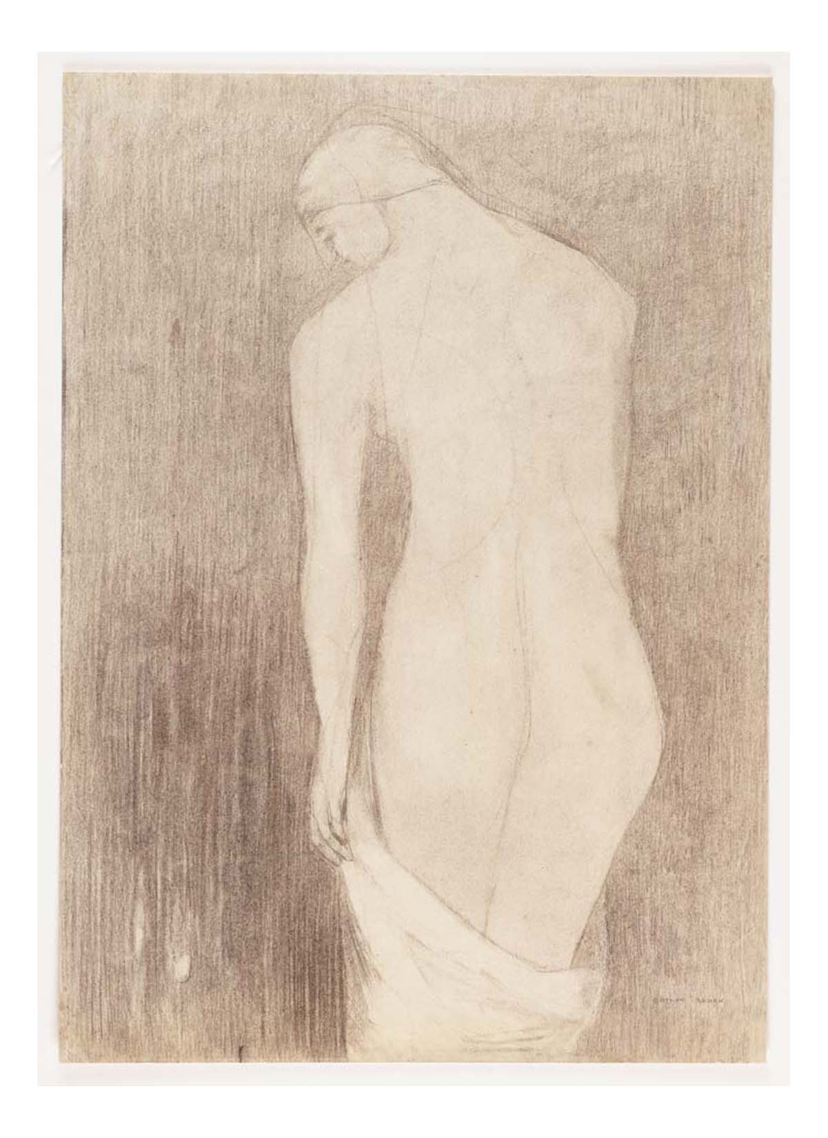 Odilon Redon - Nude Woman Seen from Behind, 16x12" (A3) Poster Print