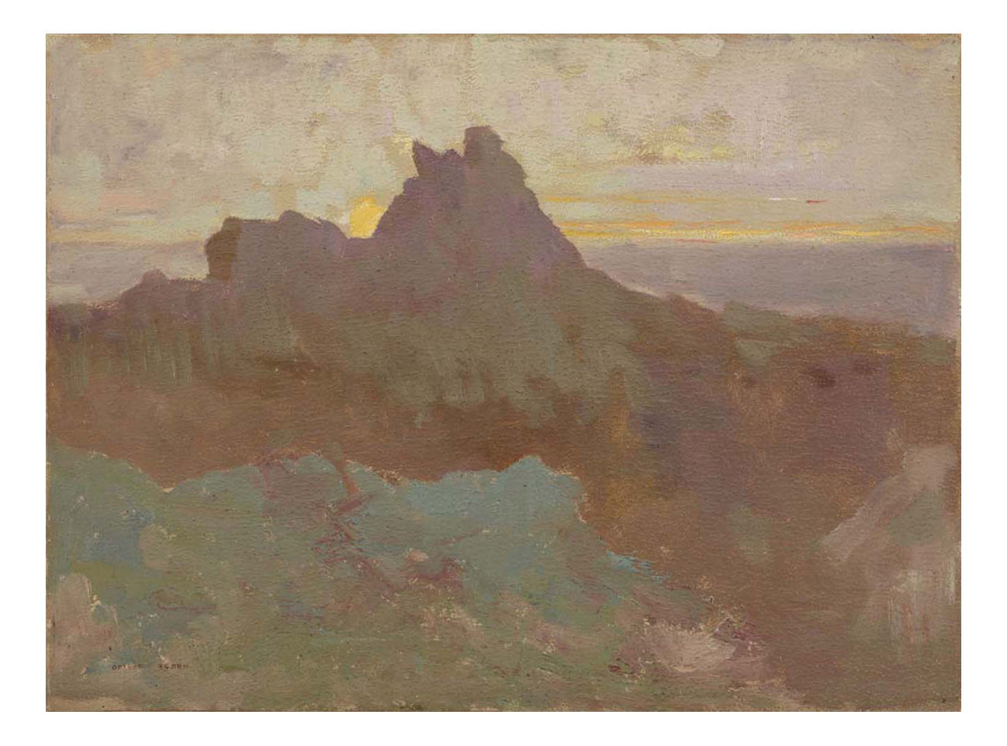 Odilon Redon - Rocky Peak, 16x12" (A3) Poster Print