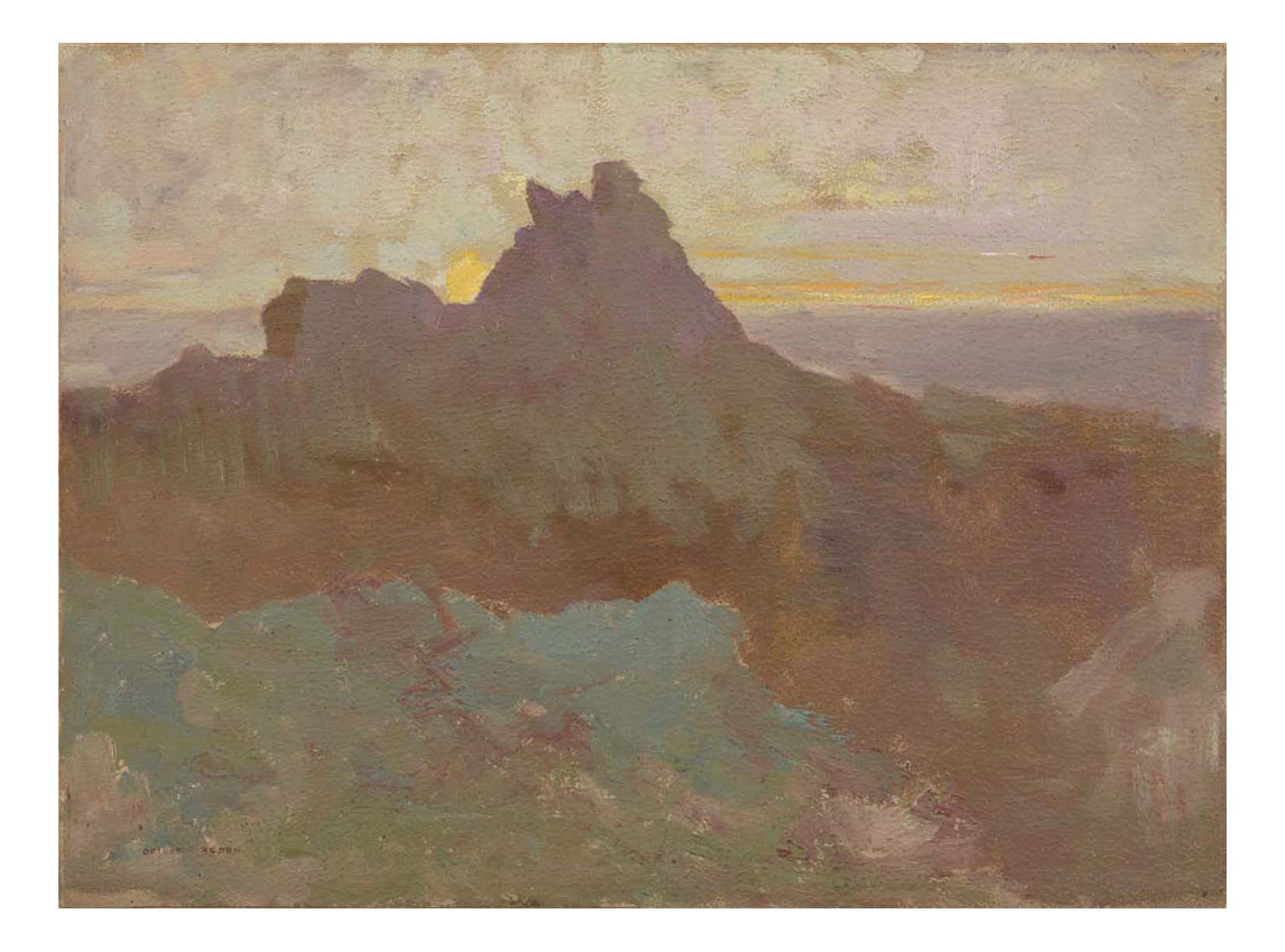 Odilon Redon - Rocky Peak, 16x12" (A3) Poster Print