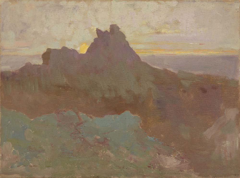 Odilon Redon - Rocky Peak, vintage art, modern poster print