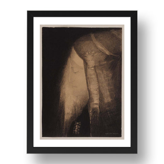 Odilon Redon: The Fairy, modernist artwork, A3 Size Reproduction Poster Print in 17x13" Black Frame