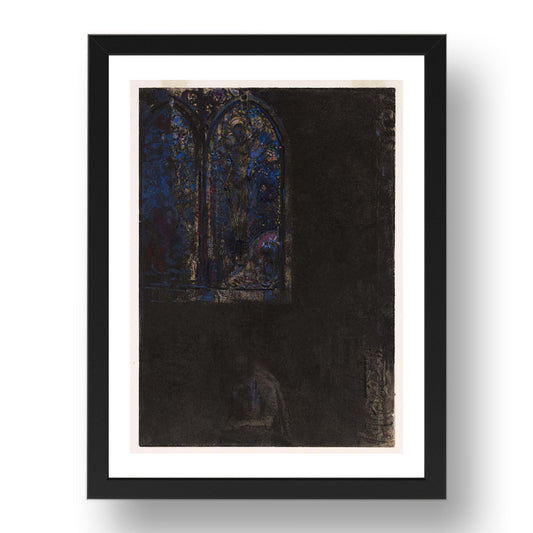 Odilon Redon: The Window, modernist artwork, A3 Size Reproduction Poster Print in 17x13" Black Frame