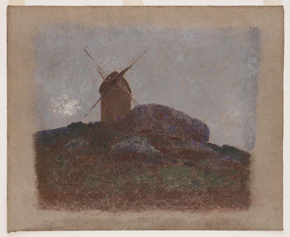 Odilon Redon - Windmill, vintage art, A3 (16x12")  Poster Print 