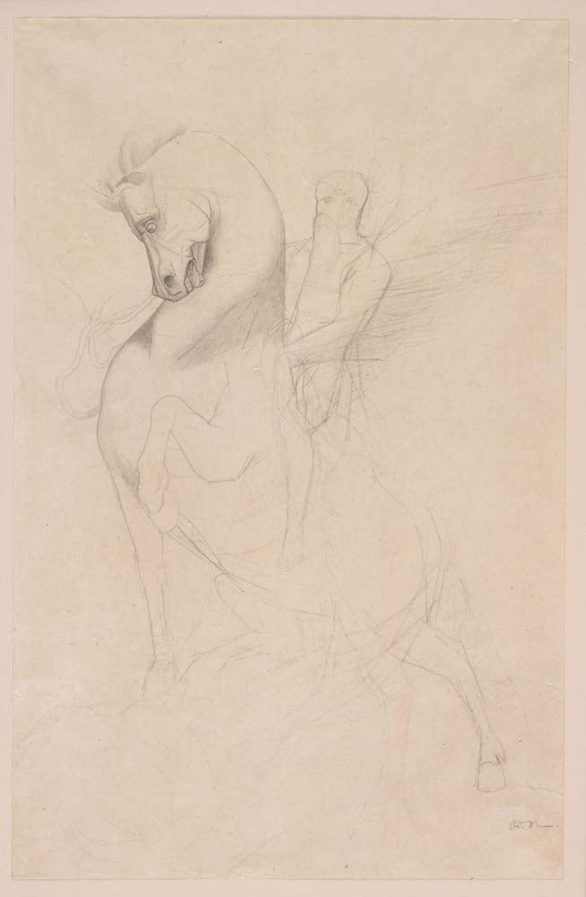 Odilon Redon - Winged Horseman, vintage art, modern poster print