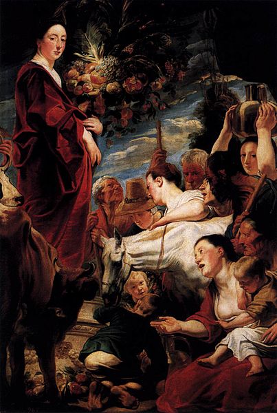 Offering to Ceres, Goddess of Harvest, vintage artwork by Jacob Jordaens, 12x8" (A4) Poster