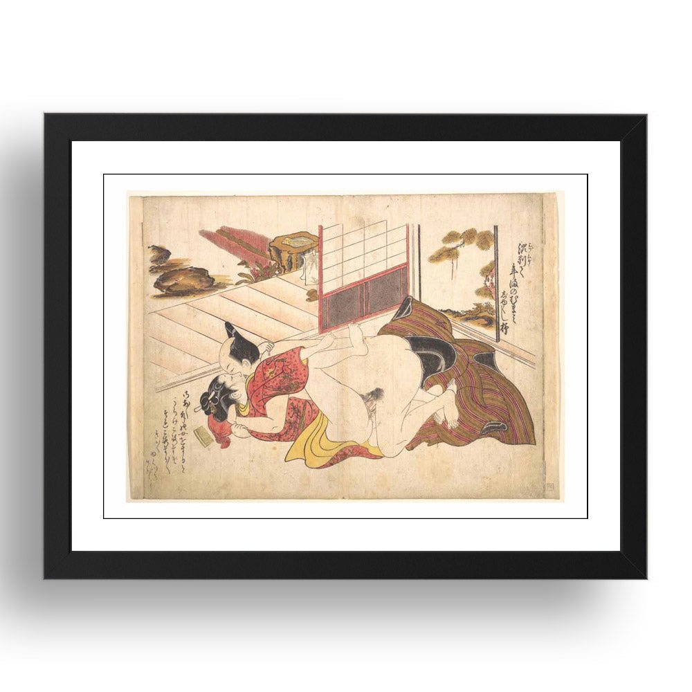 Okumura Masanobu, 1739, Graphic Erotic ukiyo-e floating world Japanese Shunga, classic artwork in 17x13"(A3) Frame 