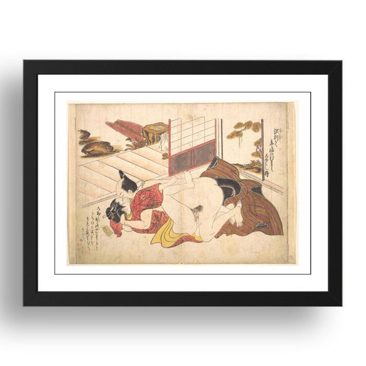 Okumura Masanobu, 1739, Graphic Erotic ukiyo-e floating world Japanese Shunga, classic artwork in 17x13"(A3) Frame 