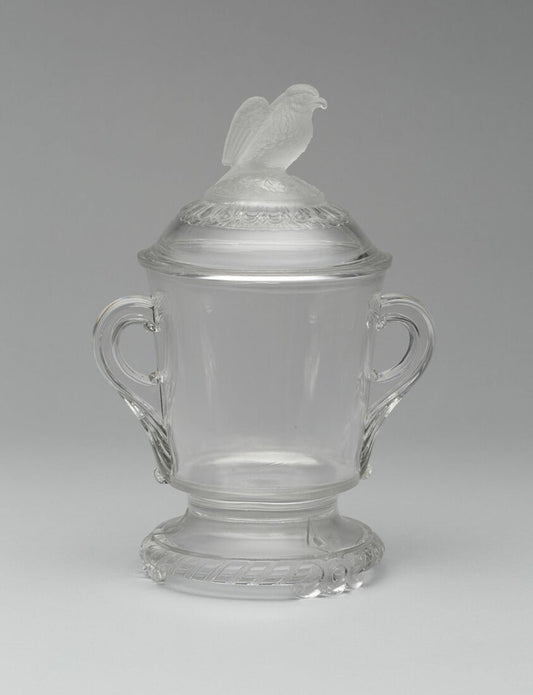 Old Abe/Frosted Eagle pattern covered sugar bowl by  Attributed to Crystal Glass Company,23x16"( A2 size ) Poster Print