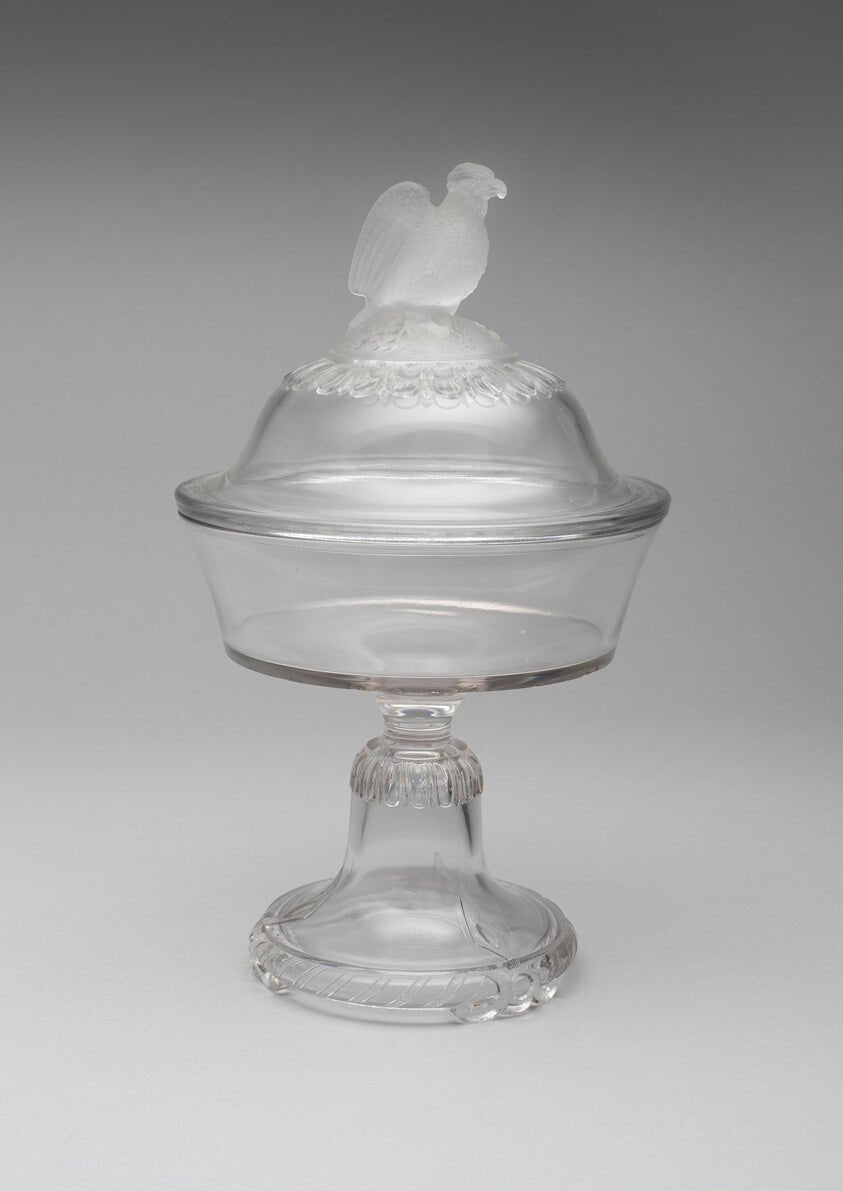 Old Abe/Frosted Eagle pattern medium covered compote on pedestal by  Attributed to Crystal Glass Company,23x16"( A2 size ) Poster Print