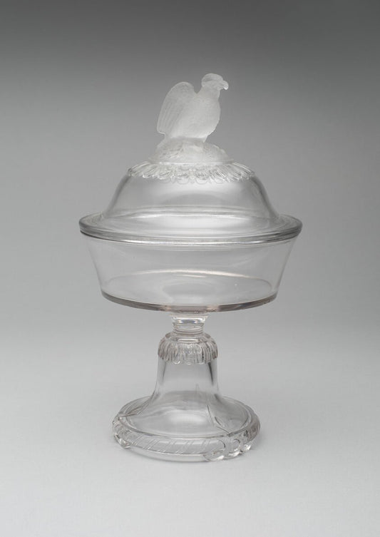 Old Abe/Frosted Eagle pattern medium covered compote on pedestal by  Attributed to Crystal Glass Company,23x16"( A2 size ) Poster Print
