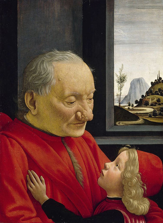 Old Man with a Young Boy, vintage artwork by Domenico Ghirlandaio, A3 (16x12") Poster Print