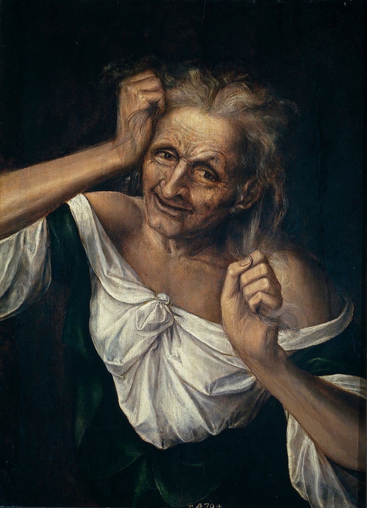 Old Woman Tearing at Her Hair, vintage artwork by Quentin Massys, A3 (16x12") Poster Print