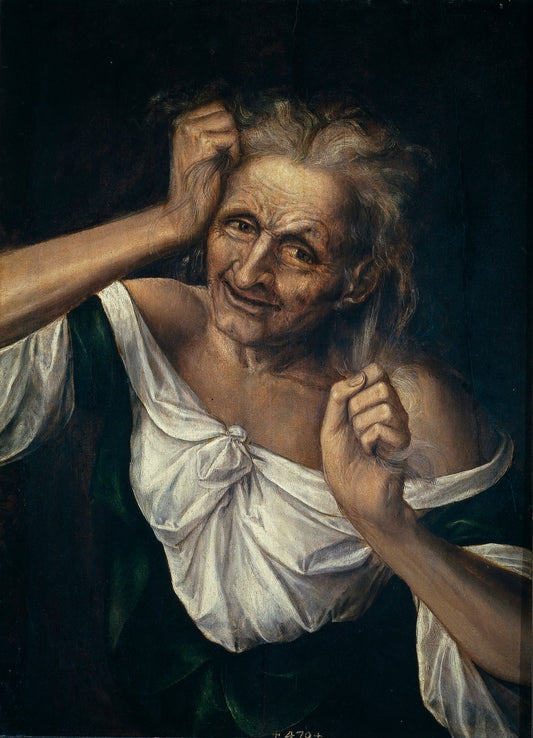 Old Woman Tearing at Her Hair, vintage artwork by Quentin Massys, A3 (16x12") Poster Print