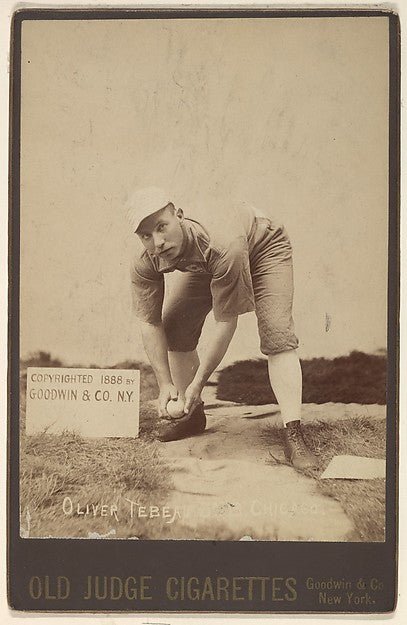 :Oliver Tebeau 3rd Base Chicago from the series Old Judge Cigarettes 1888, vintage artwork, 16x12"(A3) Poster Print