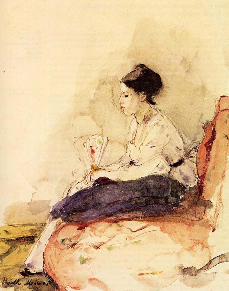 On the Sofa - 1871 - Nationalmuseum - Stockholm Sweden by Berthe Morisot, vintage art, modern poster print
