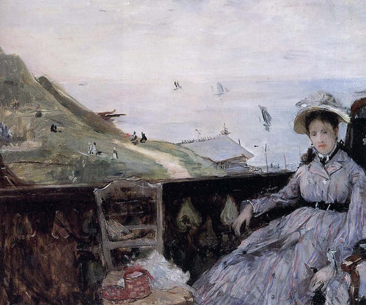 On the Terrace - 1874 - Fuji Art Museum Japan by Berthe Morisot, vintage art, modern poster print