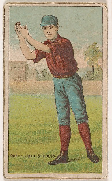 :Oneil Left Field St. Louis from the Gold Coin series for Gold Coin Chewing Tobacco 1887, vintage artwork, 16x12"(A3) Poster Print