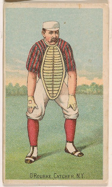 :O'Rourke Catcher New York from the Gold Coin series for Gold Coin Chewing Tobacco 1887, vintage artwork, 16x12"(A3) Poster Print
