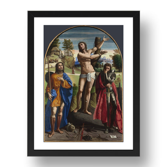 Ortolano: Saints Sebastian, Roch and Demetrius, Poster in 17x13"(A3) Frame