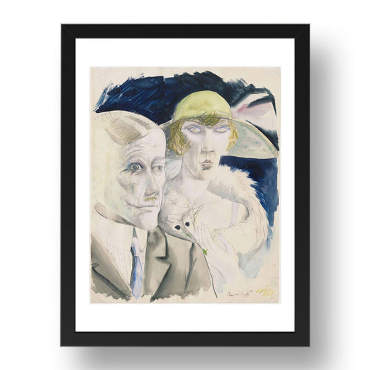 Otto Dix: Café Couple, modernist artwork, A3 Size Reproduction Poster Print in 17x13" Black Frame