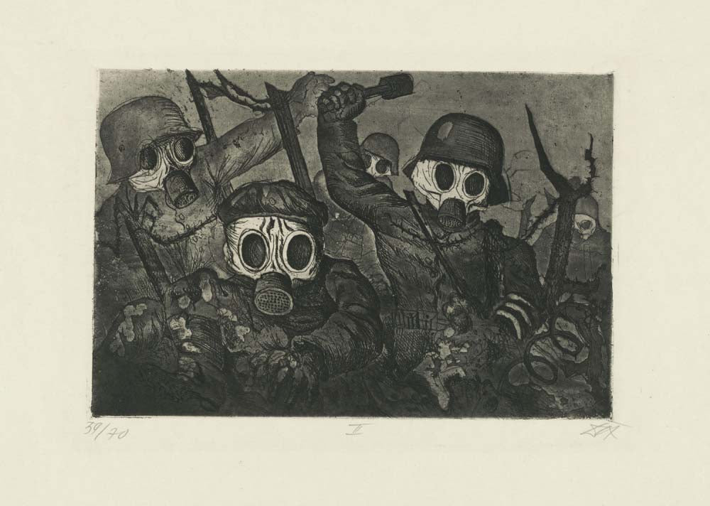 Otto Dix - Shock Troops Advance under Gas from The War, vintage art, A3 (16x12")  Poster Print 