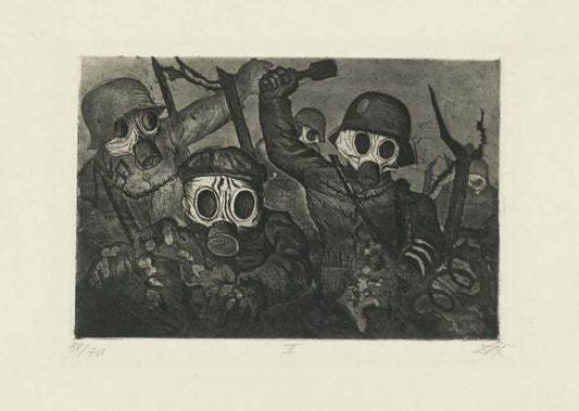 Otto Dix - Shock Troops Advance under Gas from The War, vintage art, A3 (16x12")  Poster Print 