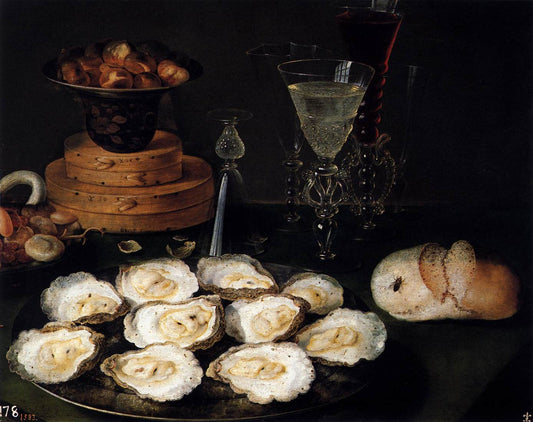 Oysters and Glasses, vintage artwork by Osias Beert, A3 (16x12") Poster Print