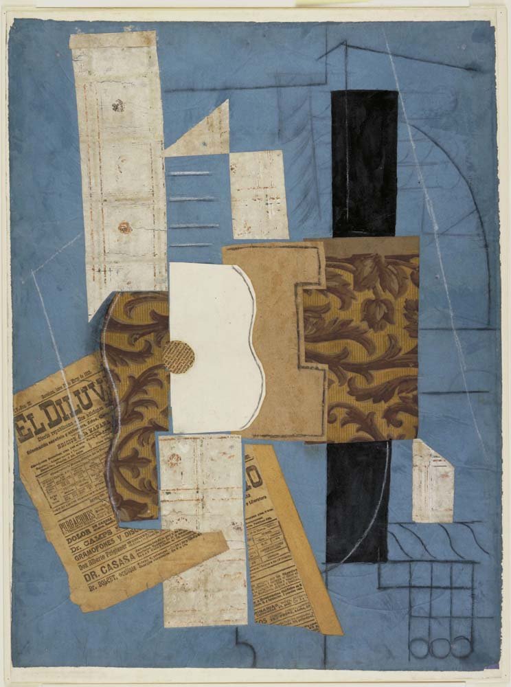 Pablo Picasso - Guitar, vintage art, A3 (16x12")  Poster Print 