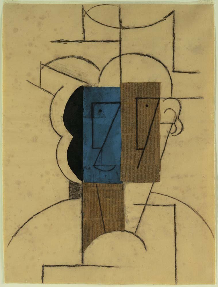 Pablo Picasso - Man with a Hat, vintage art, A3 (16x12")  Poster Print 