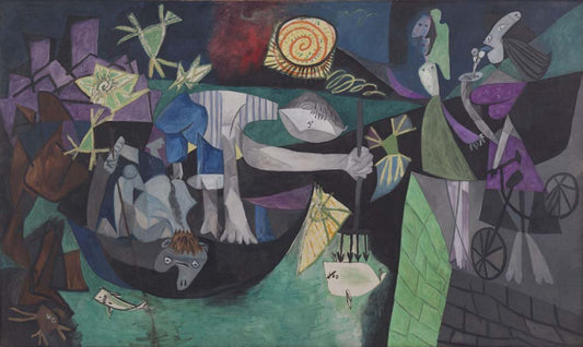 Pablo Picasso - Night Fishing at Antibes, vintage art, modern poster print