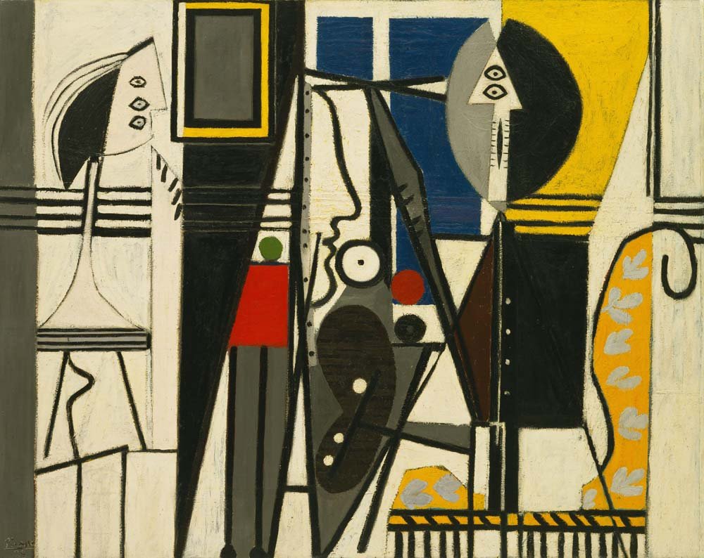 Pablo Picasso - Painter and Model, vintage art, modern poster print