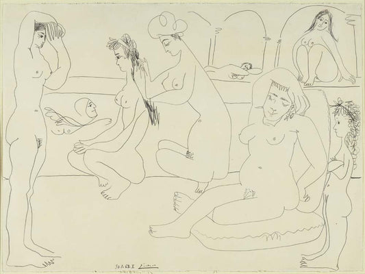 Pablo Picasso - The Pool, vintage art, A3 (16x12")  Poster Print 
