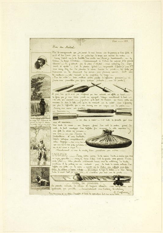Page one, from Letter on the Elements of Etching by  Adolphe Martial Potemont (French, 1828-1883), 23x16"( A2 size ) Poster Print