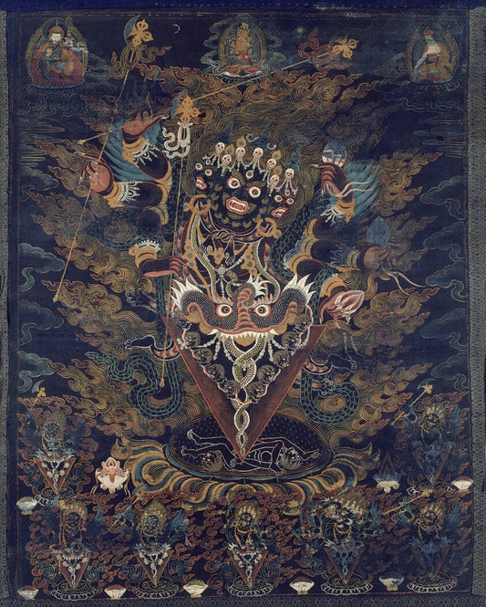 Painted Banner (Thangka) with Guru Dragpur, a Wrathful Form of Padmasambhava by  Tibet, 23x16"( A2 size) Poster Print