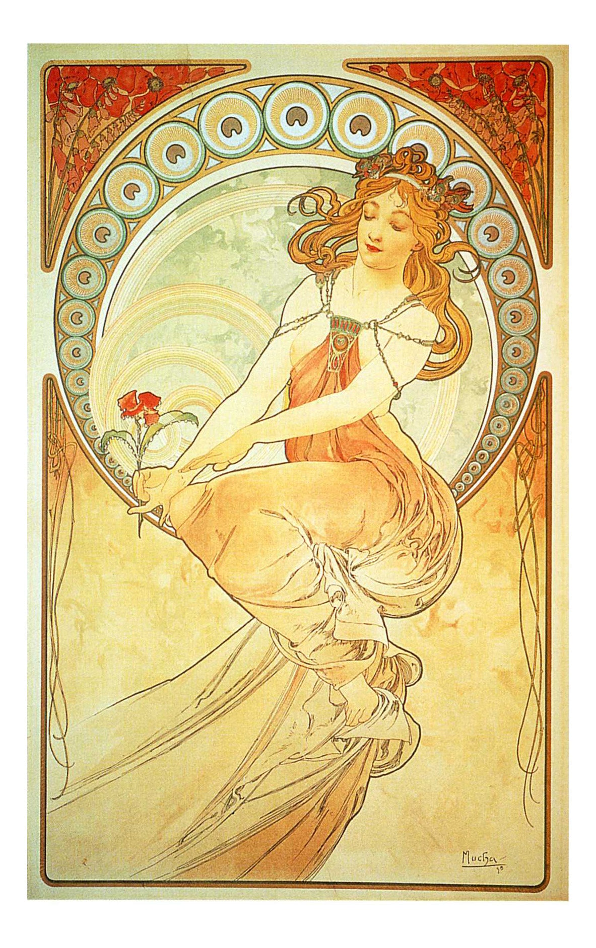 painting vintage artwork by Alphonse Mucha, 12x8" (A4 size) poster print