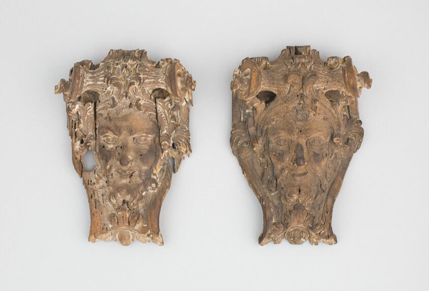 Pair of Masks by  French (probably Paris), 23x16"( A2 size) Poster Print