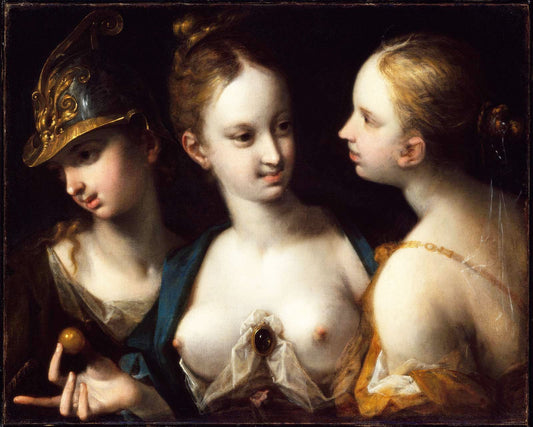 Pallas Athena, Venus and Juno, vintage artwork by Hans von Aachen, 12x8" (A4) Poster