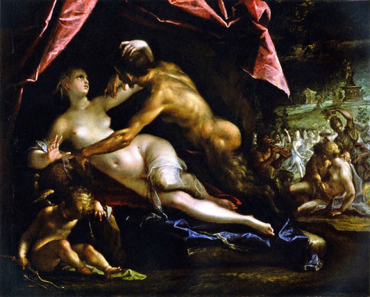 Pan und Selene, vintage artwork by Hans von Aachen, 12x8" (A4) Poster